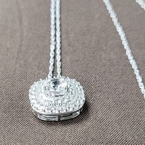 ZALES halo lab created sapphire pendant